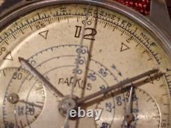 Antique Parkus Chronograph Telemeter 1 Mile Landeron 51 Broken Balance As Is