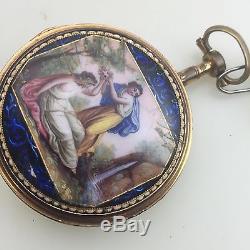 Antique Romilly De Lion Enamel pocket watch For Parts Or Repair