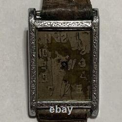 Antique Unknown Watch With Leather Band Not Working For Parts