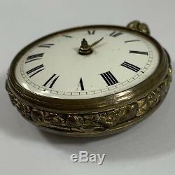 Antique Verge Fusee Brass Cased Pocket Watch F Norman London Not Working