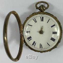 Antique Verge Fusee Brass Cased Pocket Watch F Norman London Not Working