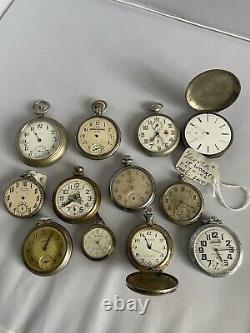 Antique Vintage Pocket Watch Lot of 12. For Parts