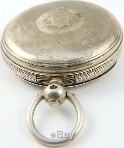 Antique silver dial fusee pocket watch H. M 1871 Not working for parts or repair