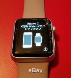 Apple Watch Series 1 38mm Silver Aluminum cracked screen, works perfectly