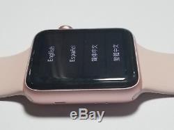 Apple Watch Series 2 38mm Aluminum Case Rose Gold Pink Rubber Sport Band