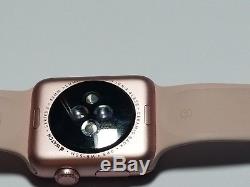 Apple Watch Series 2 38mm Aluminum Case Rose Gold Pink Rubber Sport Band