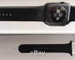 Apple Watch Series 2 38mm Space Gray Aluminum Case Black Sport Band Locked Parts