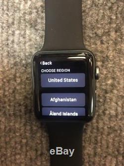Apple Watch Series 2 42mm Aluminum Case Black Sport Band Icloud For Parts Only