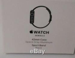 Apple Watch Series 2 (Cracked Screen) 42mm Aluminum Black WithNEW Charger & Cable