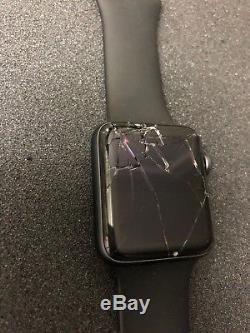 Apple Watch Series 3 42MM GPS Space Gray Aluminum Black Band Broken Screen #1