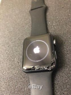 Apple Watch Series 3 42MM GPS Space Gray Aluminum Black Band Broken Screen #3