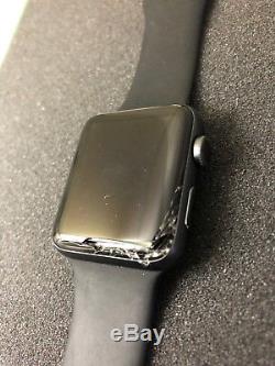 Apple Watch Series 3 42MM GPS Space Gray Aluminum Black Band Broken Screen #3
