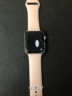 Apple Watch Series 3 42mm Silver Aluminium Pink Sport Band GPS Cracked Screen #8