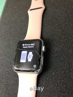 Apple Watch Series 3 42mm Silver Aluminium Pink Sport Band GPS Cracked Screen #8