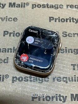 Apple Watch Series 5 44mm Gold Aluminum Case GPS Cellular Cracked Screen No IC