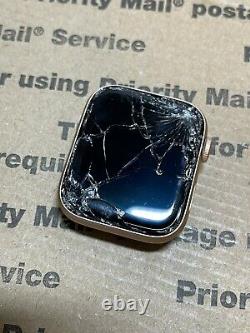 Apple Watch Series 5 44mm Gold Aluminum Case GPS Cellular Cracked Screen No IC