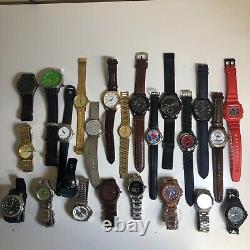 Approx 24 Assorted Mens Watches Untested Vintage New Parts Repair Good