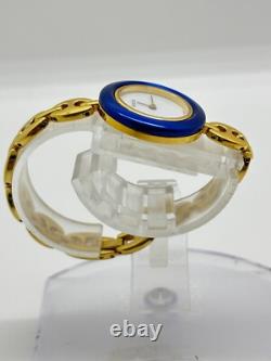 As-Is GUCCI 11/12 Change Bezel Ladies Watch White Blue Dial For Parts Repair