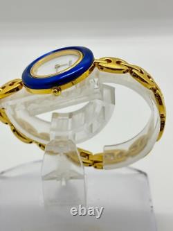 As-Is GUCCI 11/12 Change Bezel Ladies Watch White Blue Dial For Parts Repair