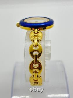 As-Is GUCCI 11/12 Change Bezel Ladies Watch White Blue Dial For Parts Repair