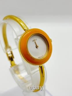 As-Is GUCCI 11/12 Change Bezel Watch White Dial Gold Not tested For Parts