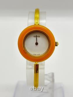 As-Is GUCCI 11/12 Change Bezel Watch White Dial Gold Not tested For Parts