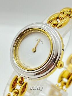 As-Is GUCCI 11/12 Change Bezel Watch White Dial Silver For Parts Or Repair