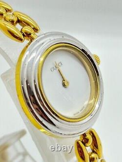 As-Is GUCCI 11/12 Change Bezel Watch White Dial Silver For Parts Or Repair