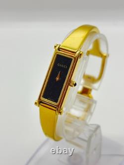 As-Is Gucci 1500L Watch Ladies 12mm Vintage Gold Black Not tested For Parts