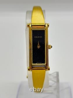 As-Is Gucci 1500L Watch Ladies 12mm Vintage Gold Black Not tested For Parts