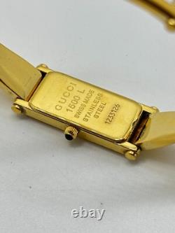 As-Is Gucci 1500L Watch Ladies 12mm Vintage Gold Black Not tested For Parts