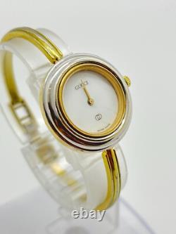 As-Is Gucci Change Bezel 1100-L Wrist Watch Silver Gold Not tested For Parts