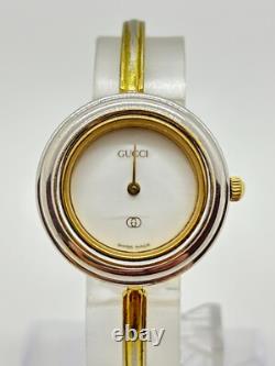As-Is Gucci Change Bezel 1100-L Wrist Watch Silver Gold Not tested For Parts