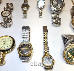 Assorted Watches Boccia Fossil Timex Bulova Milan Seiko For Parts Lot of 28