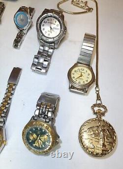 Assorted Watches Boccia Fossil Timex Bulova Milan Seiko For Parts Lot of 28