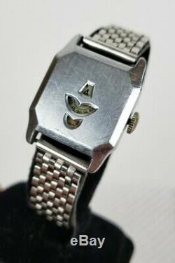 Beautiful Vintage Gents Art Deco Jump Hour Chrome Plate Watch