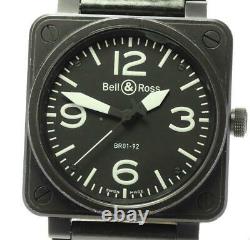 BellRoss Heritage BR01-92 black Dial Automatic Men's Watch Belt damaged F/Japan