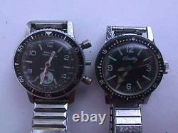 Bradley CHRONOGRAPH NO CASE BACK and DIVE DIVER STYLE WATCH PARTS ASIS PARTS