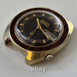 Broken Vintage Bulova Accutron'Woody' 1975 10K RGP Watch Wood Grain For Parts
