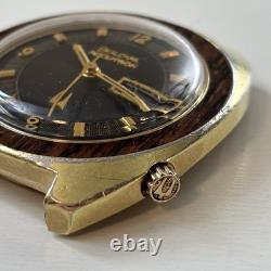Broken Vintage Bulova Accutron'Woody' 1975 10K RGP Watch Wood Grain For Parts