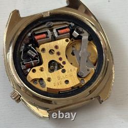 Broken Vintage Bulova Accutron'Woody' 1975 10K RGP Watch Wood Grain For Parts