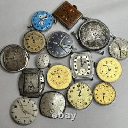 Broken Vintage Watch Movements Parts Lot Bulova Automatic Waltham Gruen Elgin