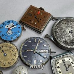 Broken Vintage Watch Movements Parts Lot Bulova Automatic Waltham Gruen Elgin