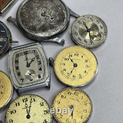 Broken Vintage Watch Movements Parts Lot Bulova Automatic Waltham Gruen Elgin