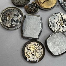 Broken Vintage Watch Movements Parts Lot Bulova Automatic Waltham Gruen Elgin