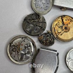 Broken Vintage Watch Movements Parts Lot Bulova Automatic Waltham Gruen Elgin