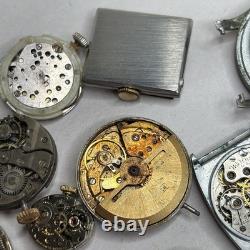 Broken Vintage Watch Movements Parts Lot Bulova Automatic Waltham Gruen Elgin