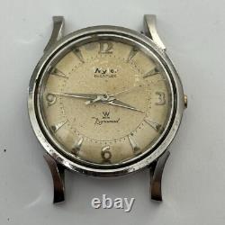 Broken Vintage Wyler Incaflex Stainless Steel Dynawind Hammered 33mm For Parts