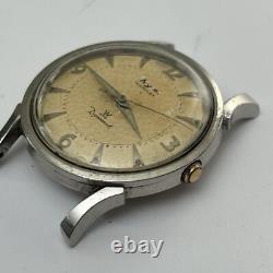 Broken Vintage Wyler Incaflex Stainless Steel Dynawind Hammered 33mm For Parts