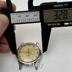 Broken Vintage Wyler Incaflex Stainless Steel Dynawind Hammered 33mm For Parts